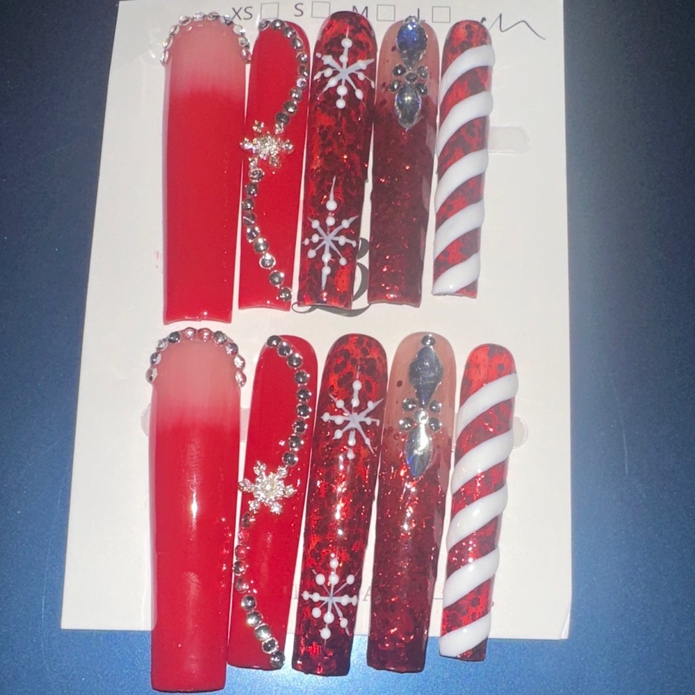 Festive Red and White Nail Art Set